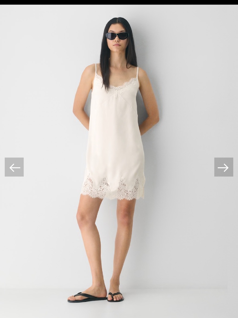 Aritzia Cream Lace-Trim Slip Dress